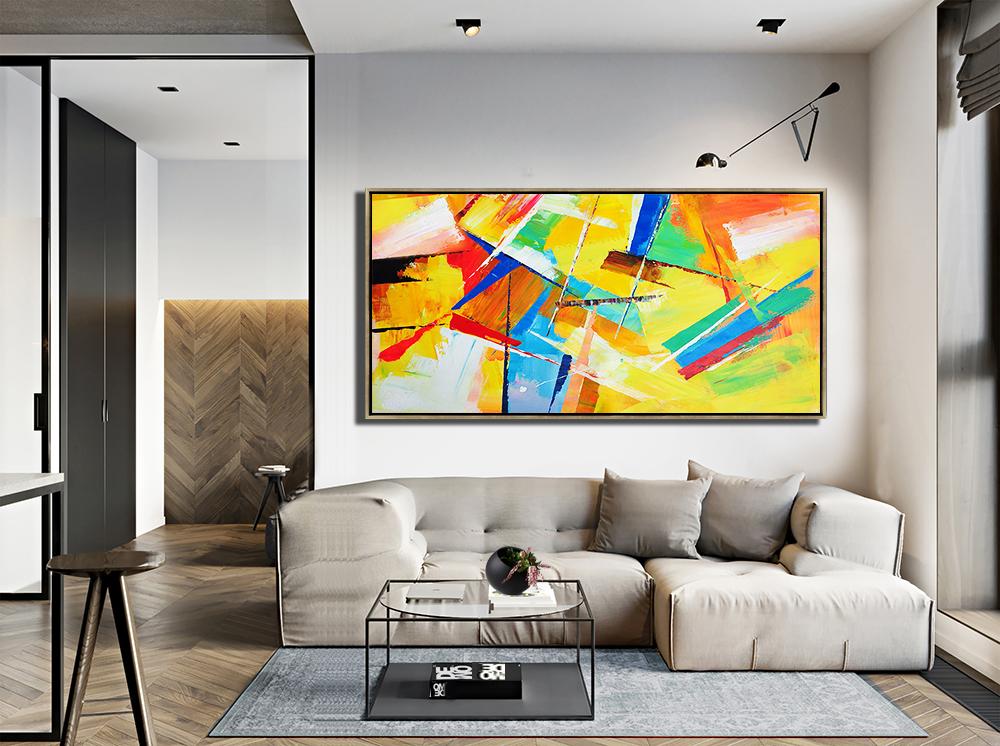 Panoramic Palette Knife Contemporary Art #L42D - Click Image to Close